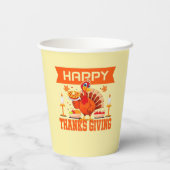 幸せな感謝祭のトルコとパイ 紙コップ (裏面)