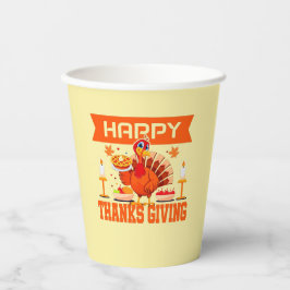 幸せな感謝祭のトルコとパイ 紙コップ