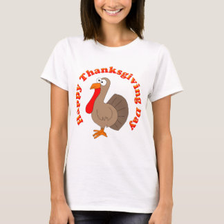幸せな感謝祭のトルコの女性のTシャツ Tシャツ