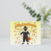 幸せな感謝祭のパグの郵便はがき シーズンポストカード (スタンド正面)