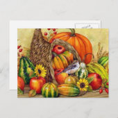 幸せな感謝祭のフローラ配置 シーズンポストカード (正面/裏面)