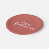 幸せな感謝祭のブラシのレタリング ペーパープレート (アングル)