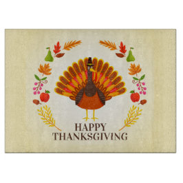 幸せな感謝祭の七面鳥と紅葉 カッティングボード