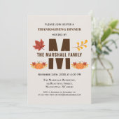 幸せな感謝祭の友情カボチャのモノグラム 招待状 (スタンド正面)