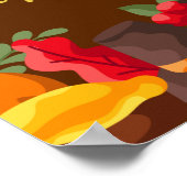 幸せな感謝祭の収穫 – トルコと野菜 ポスター (角)