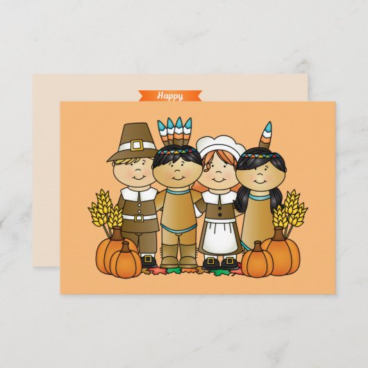 幸せな感謝祭の子どもたち 招待状 (正面/裏面)
