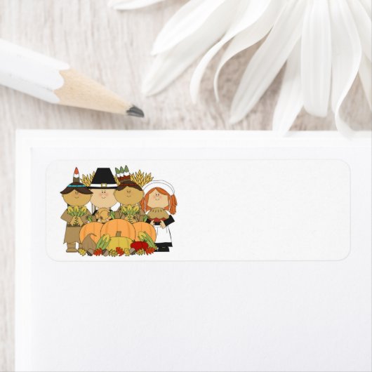 幸せな感謝祭の子ども ラベル (インサイチュ)