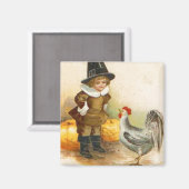 幸せな感謝祭の巡礼者とプリマスの岩 マグネット (正面/裏面)