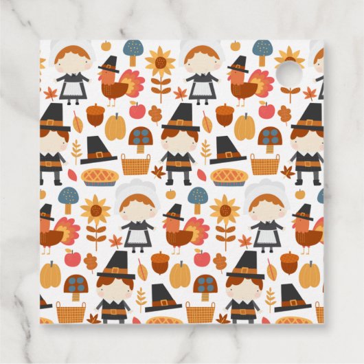 幸せな感謝祭の巡礼者の収穫パターン フェイバータグ (裏面)