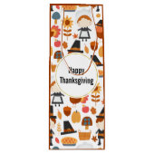 幸せな感謝祭の巡礼者の収穫パターン ワインギフトバッグ (正面)