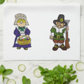 幸せな感謝祭の巡礼者キッチンタオル キッチンタオル (折り畳み)