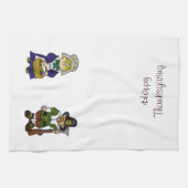 幸せな感謝祭の巡礼者キッチンタオル キッチンタオル (横)