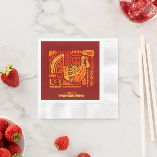 幸せな感謝祭の幾何学模様のカクテル 縁ありカクテルナプキン (インサイチュ)