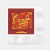 幸せな感謝祭の幾何学模様のカクテル 縁ありカクテルナプキン (正面)