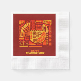 幸せな感謝祭の幾何学模様のカクテル 縁ありカクテルナプキン