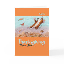 幸せな感謝祭の息子、秋のコルギ犬