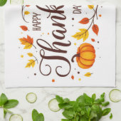 幸せな感謝祭の日ホワイトキッチンタオル キッチンタオル (折り畳み)