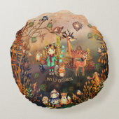 幸せな感謝祭の森の動物 ラウンドクッション (裏面)