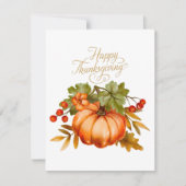 幸せな感謝祭の水の色カボチャとベリー シーズンカード (正面)