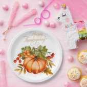 幸せな感謝祭の水の色カボチャとベリー ペーパープレート (パーティー)