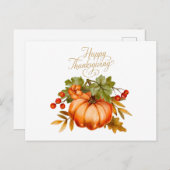 幸せな感謝祭の水の色カボチャとベリー ポストカード (正面/裏面)