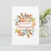 幸せな感謝祭の水の色カボチャ、ベリー シーズンカード (スタンド正面)