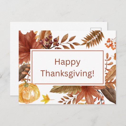 幸せな感謝祭の水の色葉のと果実 シーズンポストカード (正面/裏面)
