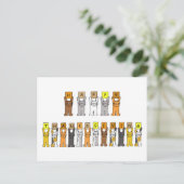 幸せな感謝祭の漫画の猫 シーズンポストカード (スタンド正面)