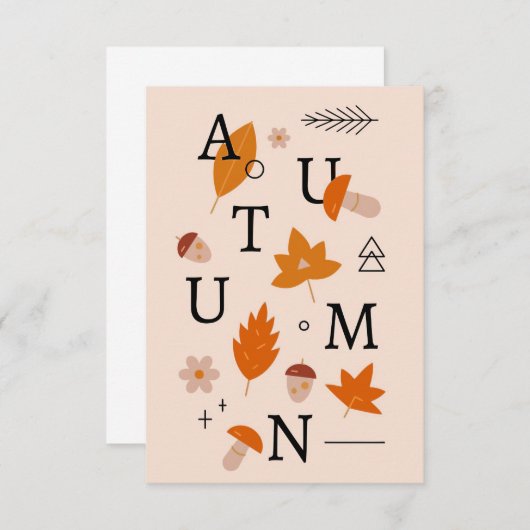 幸せな感謝祭の秋のアルファベット サンキューカード (正面/裏面)