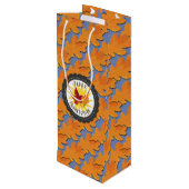 幸せな感謝祭の秋のカシの葉 ワインギフトバッグ (裏面アングル)