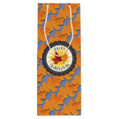 幸せな感謝祭の秋のカシの葉 ワインギフトバッグ (裏面)