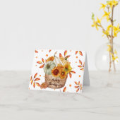 幸せな感謝祭の秋のカボチャとヒマワリ カード (黄色い花)