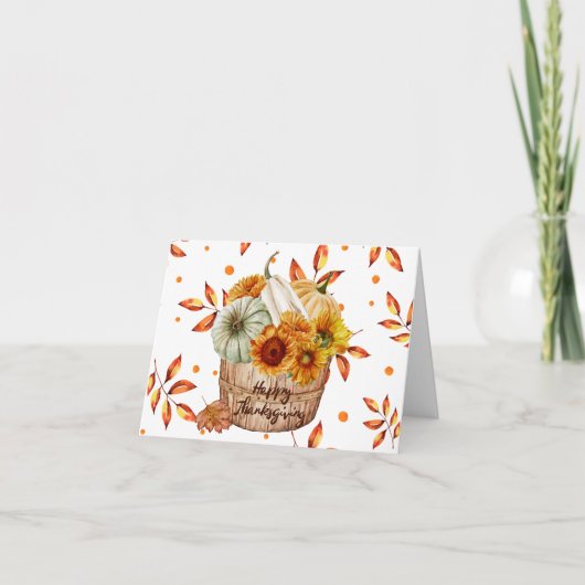 幸せな感謝祭の秋のカボチャとヒマワリ カード (正面)