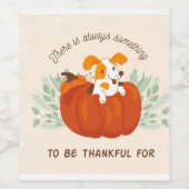 幸せな感謝祭の秋の挨拶 ワインラベル (シングルラベル)