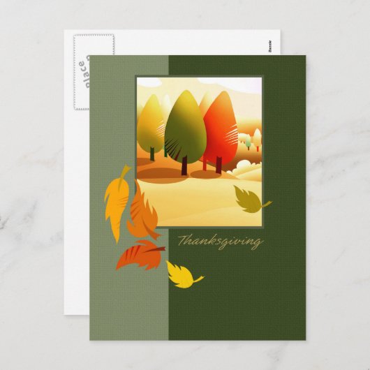 幸せな感謝祭の秋の景色 シーズンポストカード (正面/裏面)