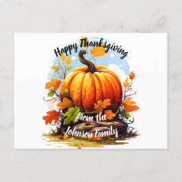 幸せな感謝祭の秋の色のカボチャ シーズンポストカード