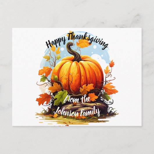 幸せな感謝祭の秋の色のカボチャ シーズンポストカード (正面)