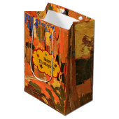 幸せな感謝祭の秋の色 ミディアムペーパーバッグ (正面アングル)