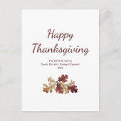 幸せな感謝祭の秋の葉植物 シーズンポストカード (正面)