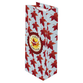 幸せな感謝祭の空および紅葉 ワインギフトバッグ