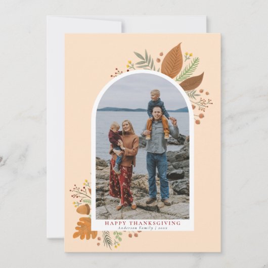 幸せな感謝祭の紅葉アーチ曲線の写真 シーズンカード (正面)
