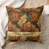 幸せな感謝祭の紅葉 クッション (ブランケット)