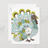 幸せな感謝祭の美しいトルコカード2 シーズンポストカード (正面/裏面)