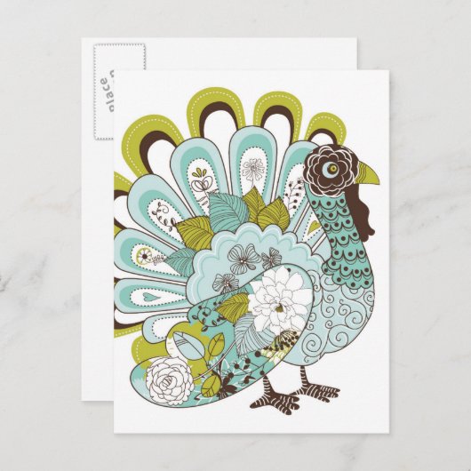 幸せな感謝祭の美しいトルコカード2 シーズンポストカード (正面/裏面)