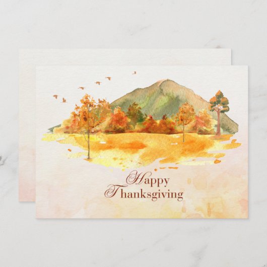 幸せな感謝祭の美しい風景の秋 シーズンカード (正面/裏面)