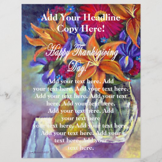 幸せな感謝祭の花と梨のチラシ チラシ (正面)