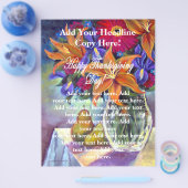 幸せな感謝祭の花と梨のチラシ チラシ (シングル)