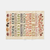 幸せな感謝祭の記述語の秋 フリースブランケット (正面(横))