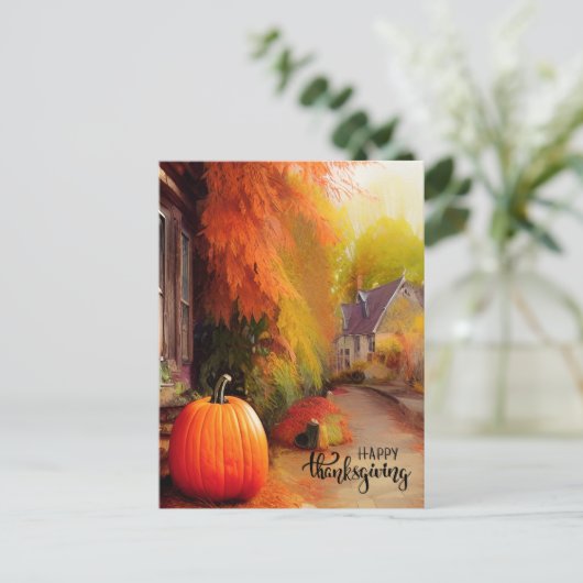 幸せな感謝祭の静かな暮らしを田舎で ポストカード (スタンド正面)