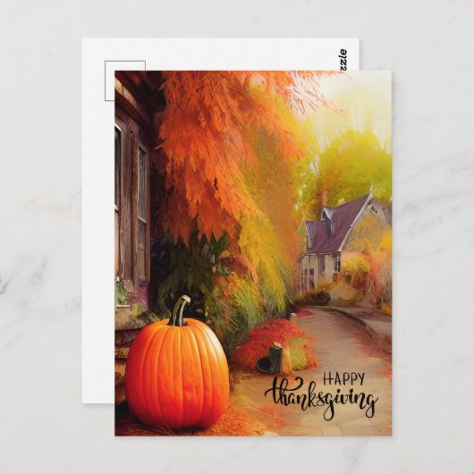 幸せな感謝祭の静かな暮らしを田舎で ポストカード (正面/裏面)